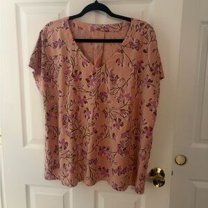 J. Jill Luxe Supina Pink Floral Shirt